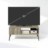 Furinno Camnus Modern Living TV Stand for TVs up to 65 Inch, Americano/Black(French Oak)
