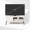 Furinno Camnus Modern Living TV Stand for TVs up to 65 Inch, Americano/Black(Marble White)