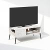 Furinno Camnus Modern Living TV Stand for TVs up to 65 Inch, Americano/Black(Marble White)