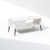 Furinno Camnus Modern Living TV Stand for TVs up to 65 Inch, Americano/Black(Marble White)