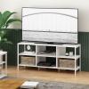 Furinno Camnus Modern Living TV Stand for TVs up to 65 Inch, Americano/Black(Solid White)