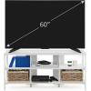 Furinno Camnus Modern Living TV Stand for TVs up to 65 Inch, Americano/Black(Solid White)