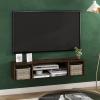 Furinno Indo Floating Storage Hutch Media Console, Columbia Walnut(Columbia Walnut)