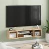 Furinno Indo Floating Storage Hutch Media Console, Columbia Walnut(Marcy Oak)
