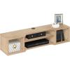 Furinno Indo Floating Storage Hutch Media Console, Columbia Walnut(Marcy Oak)