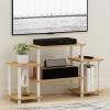 Furinno JAYA Simple Design Corner TV Stand, French Oak Grey/Black, 42.04 x 22.75 x 15.55 Inches(Beech/White)
