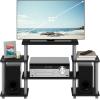 Furinno JAYA Simple Design Corner TV Stand, French Oak Grey/Black, 42.04 x 22.75 x 15.55 Inches(Black/Grey)