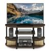 Furinno JAYA Simple Design Corner TV Stand, French Oak Grey/Black, 42.04 x 22.75 x 15.55 Inches(Columbia Walnut/Black)