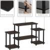 Furinno JAYA Simple Design Corner TV Stand, French Oak Grey/Black, 42.04 x 22.75 x 15.55 Inches(Dark Brown/Black)