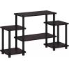 Furinno JAYA Simple Design Corner TV Stand, French Oak Grey/Black, 42.04 x 22.75 x 15.55 Inches(Dark Walnut)