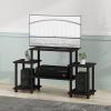 Furinno JAYA Simple Design Corner TV Stand, French Oak Grey/Black, 42.04 x 22.75 x 15.55 Inches(Dark Walnut)