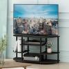 Furinno JAYA Simple Design Corner TV Stand, French Oak Grey/Black, 42.04 x 22.75 x 15.55 Inches(Espresso/Black)