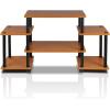 Furinno JAYA Simple Design Corner TV Stand, French Oak Grey/Black, 42.04 x 22.75 x 15.55 Inches(Light Cherry/Black)