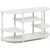 Furinno JAYA Simple Design Corner TV Stand, French Oak Grey/Black, 42.04 x 22.75 x 15.55 Inches(White/White)