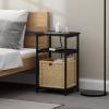 Furinno JUST Side Table Set of 2, 3-Tier Modern End Table with Charging Station, Open Shelf Night Stand, Bedside Table with USB and Type-C Charging Port, for Living Room, Bedroom, Amber Pine(Americano)