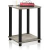 Furinno JUST Side Table Set of 2, 3-Tier Modern End Table with Charging Station, Open Shelf Night Stand, Bedside Table with USB and Type-C Charging Port, for Living Room, Bedroom, Amber Pine(French Oak/Black)