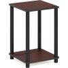 Furinno JUST Side Table Set of 2, 3-Tier Modern End Table with Charging Station, Open Shelf Night Stand, Bedside Table with USB and Type-C Charging Port, for Living Room, Bedroom, Amber Pine(Dark Cherry/Black)