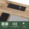 Furinno JUST Side Table Set of 2, 3-Tier Modern End Table with Charging Station, Open Shelf Night Stand, Bedside Table with USB and Type-C Charging Port, for Living Room, Bedroom, Amber Pine(Flagstaff Oak/Black)