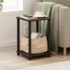 Furinno JUST Side Table Set of 2, 3-Tier Modern End Table with Charging Station, Open Shelf Night Stand, Bedside Table with USB and Type-C Charging Port, for Living Room, Bedroom, Amber Pine(Dark Cherry/Black)