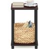 Furinno JUST Side Table Set of 2, 3-Tier Modern End Table with Charging Station, Open Shelf Night Stand, Bedside Table with USB and Type-C Charging Port, for Living Room, Bedroom, Amber Pine(Dark Cherry/Black)
