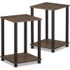 Furinno JUST Side Table Set of 2, 3-Tier Modern End Table with Charging Station, Open Shelf Night Stand, Bedside Table with USB and Type-C Charging Port, for Living Room, Bedroom, Amber Pine(Black Walnut/Brown)
