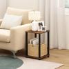 Furinno JUST Side Table Set of 2, 3-Tier Modern End Table with Charging Station, Open Shelf Night Stand, Bedside Table with USB and Type-C Charging Port, for Living Room, Bedroom, Amber Pine(Amber Pine/Black)