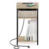 Furinno JUST Side Table Set of 2, 3-Tier Modern End Table with Charging Station, Open Shelf Night Stand, Bedside Table with USB and Type-C Charging Port, for Living Room, Bedroom, Amber Pine(Bauhaus Oak)