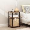 Furinno JUST Side Table Set of 2, 3-Tier Modern End Table with Charging Station, Open Shelf Night Stand, Bedside Table with USB and Type-C Charging Port, for Living Room, Bedroom, Amber Pine(Flagstaff Oak/Black)