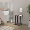 Furinno JUST Side Table Set of 2, 3-Tier Modern End Table with Charging Station, Open Shelf Night Stand, Bedside Table with USB and Type-C Charging Port, for Living Room, Bedroom, Amber Pine(Dark Cherry)