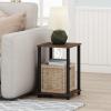 Furinno JUST Side Table Set of 2, 3-Tier Modern End Table with Charging Station, Open Shelf Night Stand, Bedside Table with USB and Type-C Charging Port, for Living Room, Bedroom, Amber Pine(Walnut/Brown)