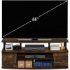 Furinno Jaya Entertainment Center Stand Unit/TV Desk for up to 55 inch, Amber Pine/Black