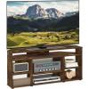 Furinno Jaya Entertainment Center Stand Unit/TV Desk for up to 55 inch, White/Black(Amber Pine/Black)