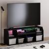 Furinno Jaya Entertainment Center Stand Unit/TV Desk for up to 55 inch, White/Black(Americano)