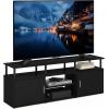 Furinno Jaya Entertainment Center Stand Unit/TV Desk for up to 55 inch, White/Black(Americano/Black)