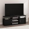 Furinno Jaya Entertainment Center Stand Unit/TV Desk for up to 55 inch, White/Black(Americano/Black)