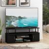 Furinno Jaya Entertainment Center Stand Unit/TV Desk for up to 55 inch, White/Black(Blackwood)