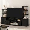 Furinno Jaya Entertainment Center Stand Unit/TV Desk for up to 55 inch, White/Black(Blackwood)