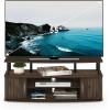 Furinno Jaya Entertainment Center Stand Unit/TV Desk for up to 55 inch, White/Black(Columbia Walnut/Black)