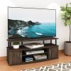 Furinno Jaya Entertainment Center Stand Unit/TV Desk for up to 55 inch, White/Black(Columbia Walnut/Black)