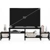 Furinno Jaya Entertainment Center Stand Unit/TV Desk for up to 55 inch, White/Black(Dark Oak)