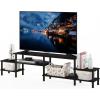 Furinno Jaya Entertainment Center Stand Unit/TV Desk for up to 55 inch, White/Black(Dark Oak)