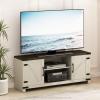 Furinno Jaya Entertainment Center Stand Unit/TV Desk for up to 55 inch, White/Black(Ebony/White Wash)