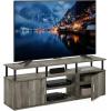 Furinno Jaya Entertainment Center Stand Unit/TV Desk for up to 55 inch, White/Black(French Oak Grey/Black/Black)