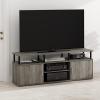 Furinno Jaya Entertainment Center Stand Unit/TV Desk for up to 55 inch, White/Black(French Oak Grey/Black/Black)