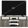 Furinno Jaya Entertainment Center Stand Unit/TV Desk for up to 55 inch, White/Black(French Oak Grey/Black/Black)