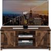 Furinno Jaya Entertainment Center Stand Unit/TV Desk for up to 55 inch, White/Black(Rustic Brown)