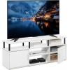 Furinno Jaya Entertainment Center Stand Unit/TV Desk for up to 55 inch, White/Black(Solid White/Black)