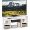 Furinno Jaya Entertainment Center Stand Unit/TV Desk for up to 55 inch, White/Black(White)