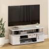 Furinno Jaya Entertainment Center Stand Unit/TV Desk for up to 55 inch, White/Black(White Oak/Chrome)