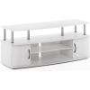 Furinno Jaya Entertainment Center Stand Unit/TV Desk for up to 55 inch, White/Black(White Oak/Chrome)